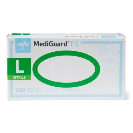 Exam Glove MediGuard® ES Large NonSterile Nitrile Standard Cuff Length Textured Fingertips Blue Not Rated - Medline  Mfr# MG3003