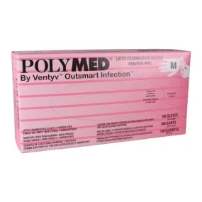 Exam Glove Polymed® Medium NonSterile Latex Standard Cuff Length Fully Textured Ivory Not Rated - Ventyv  Mfr# PM103