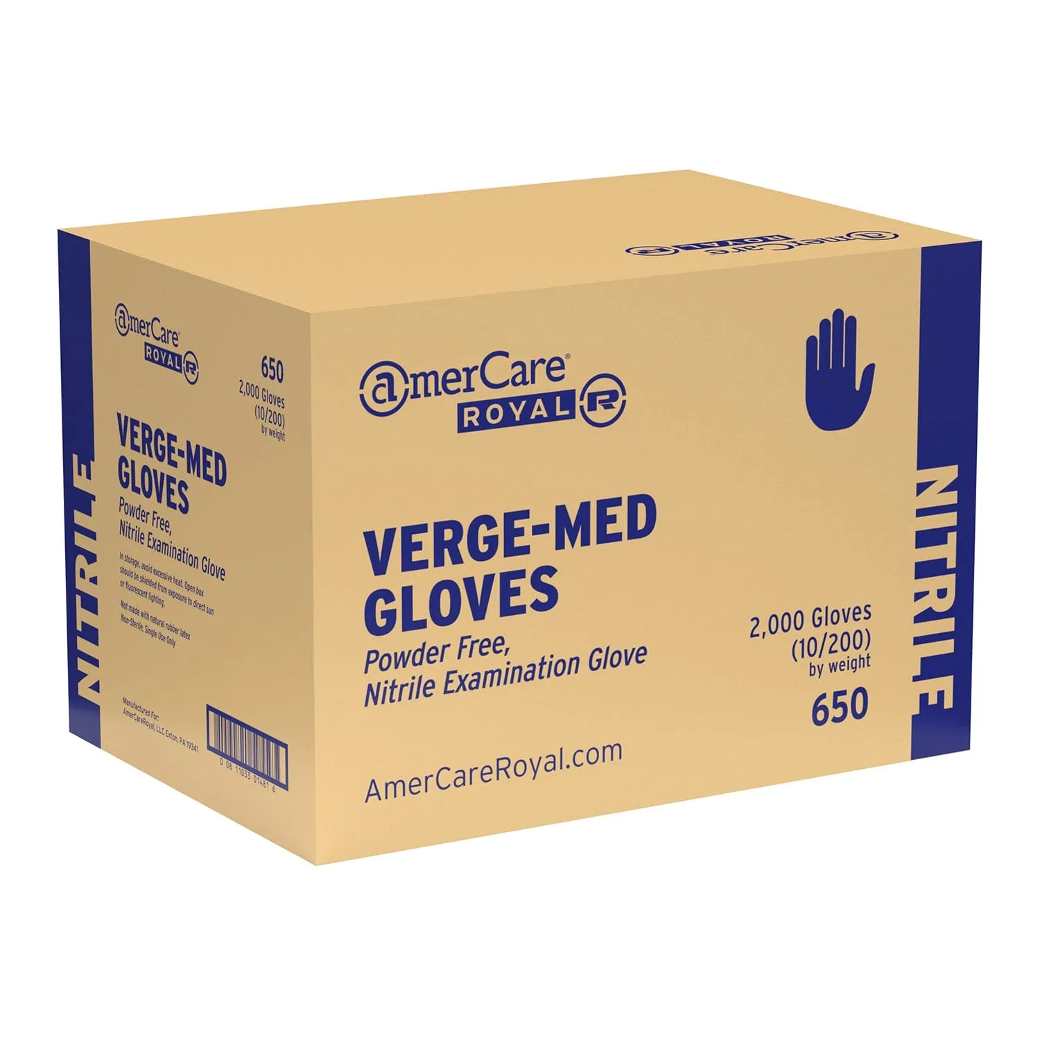 Exam Grade Powder-Free Nitrile Verge-Med Gloves (S-XL), Case of 2,000