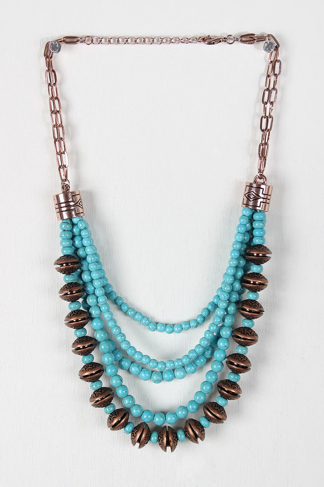 Faux Turquoise Beaded Statement Necklace