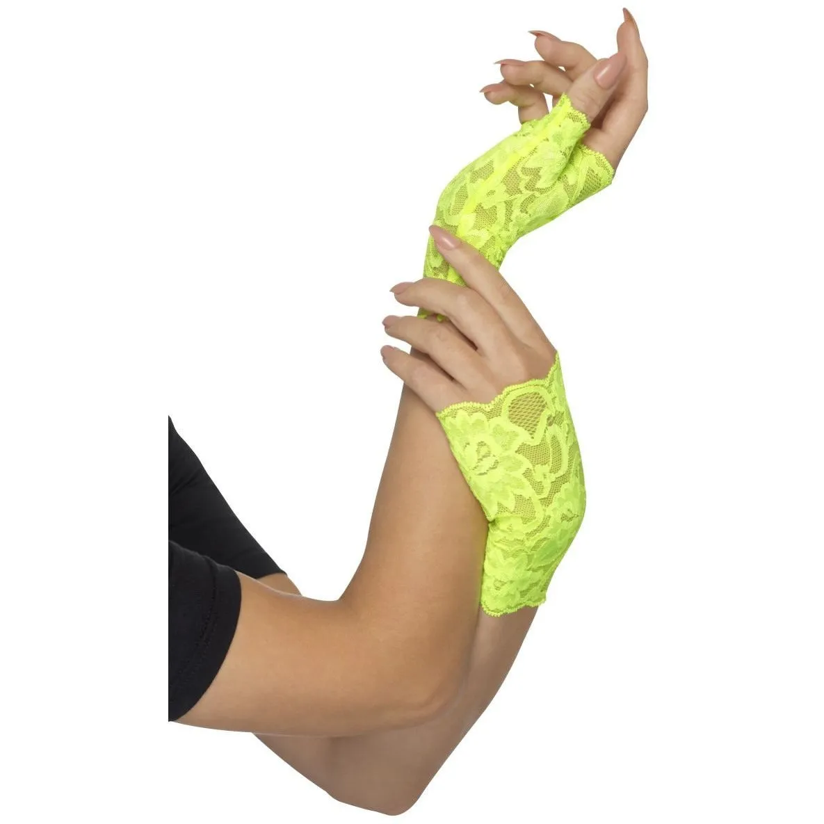 FINGERLESS LACE GLOVES GREEN