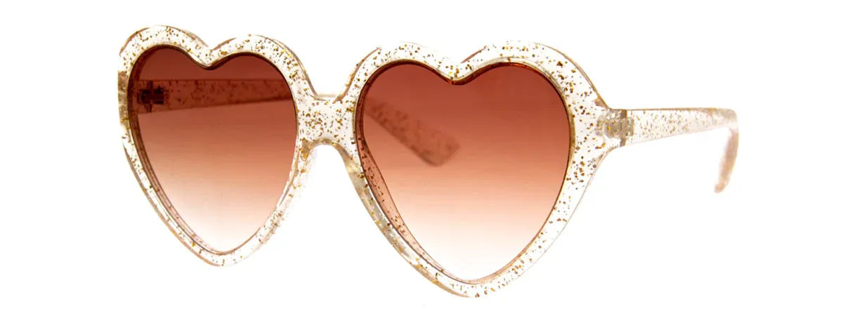 Gold Glitter Hearts Sunglasses