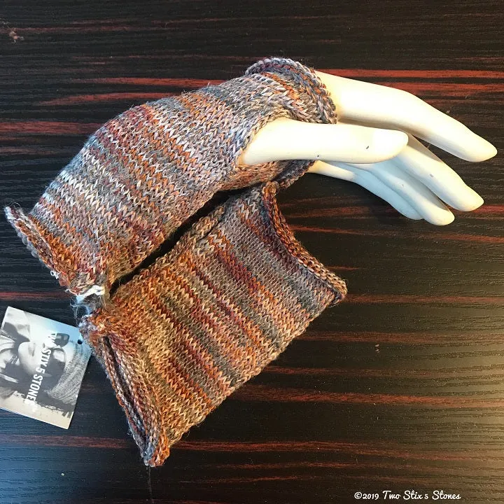 Grey & Tan Tweed Fingerless Gloves