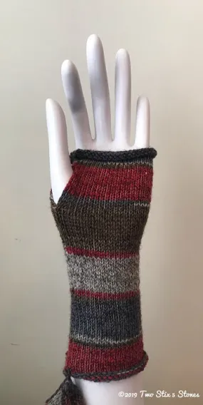 Grey/Tan/Red Variegated Tweed Fingerless Gloves