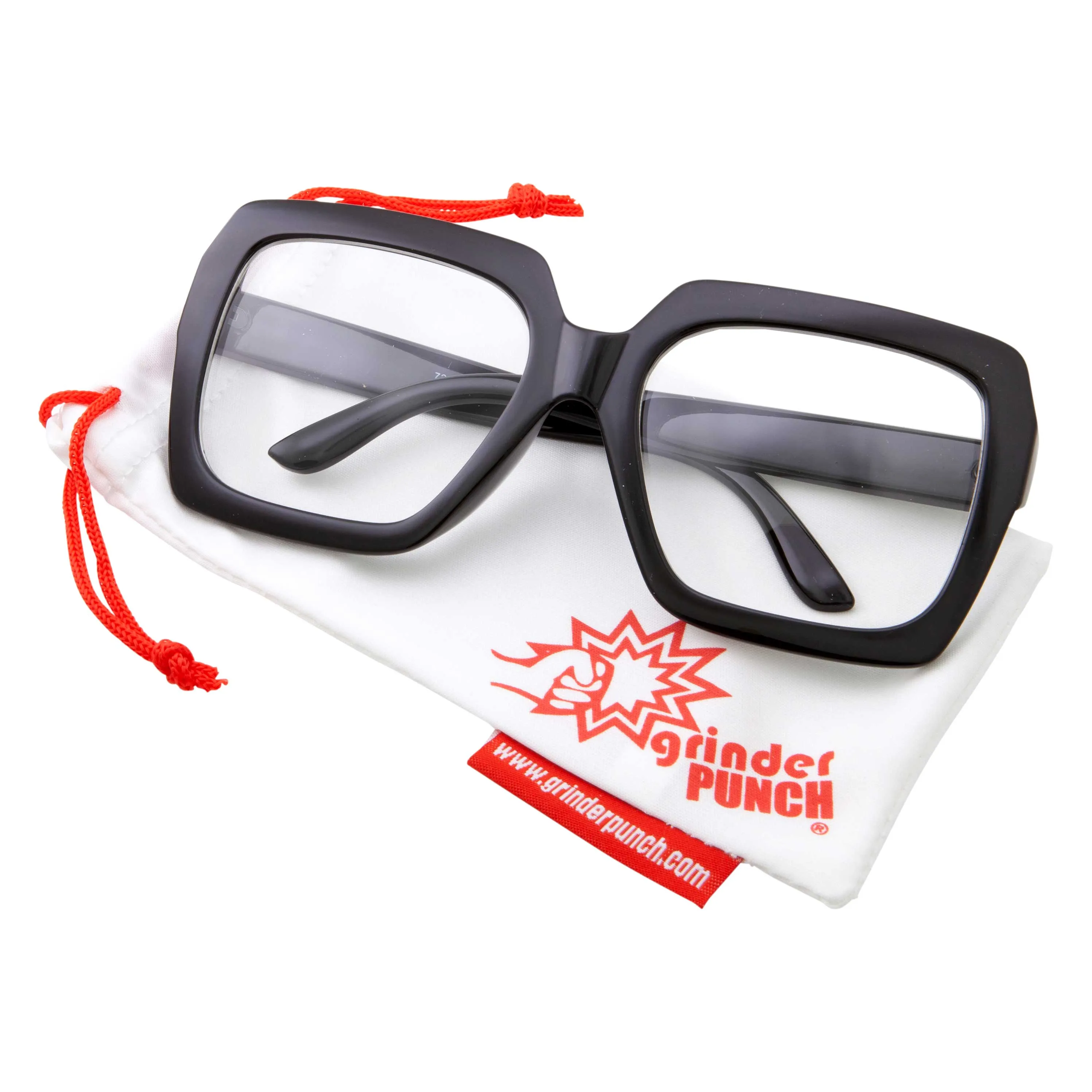 grinderPUNCH XL Oversized Black Nerd Clear Glasses Velma Costume Glasses, Vector Glasses  Lederhosen Men Glasses Austin Powers Adams Family