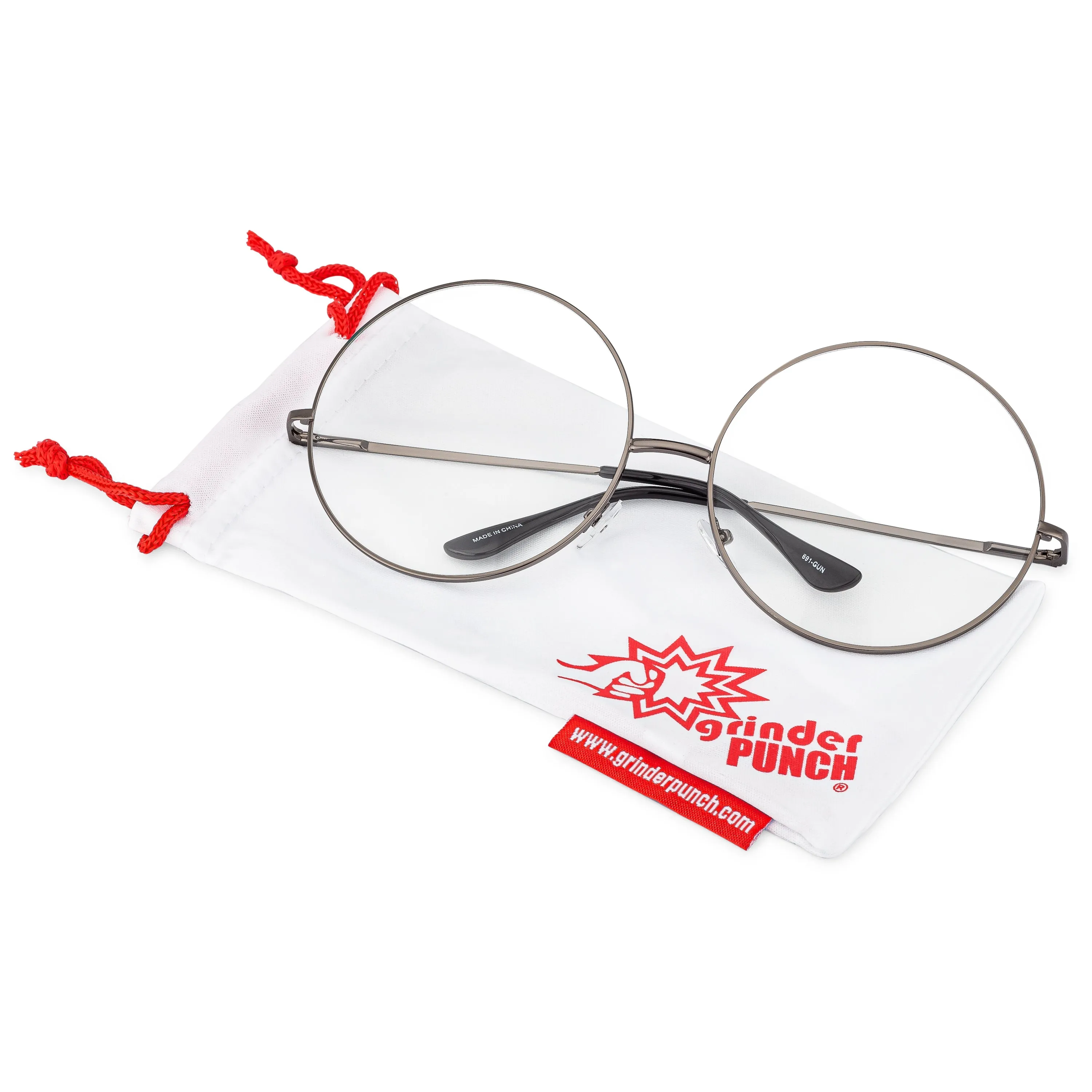 grinderPUNCH - XXL Super Oversized Glasses Round Circle Frame Clear Lens