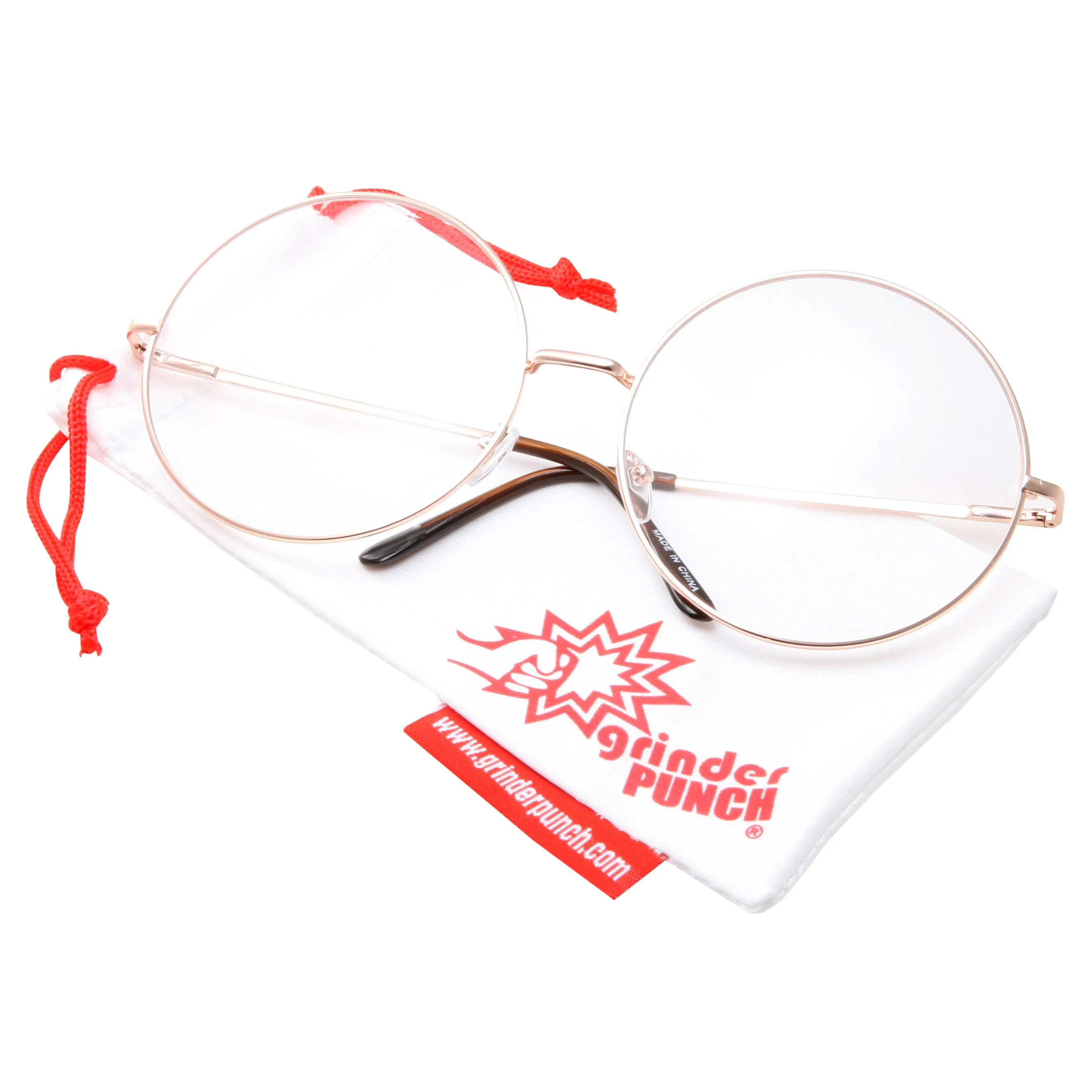 grinderPUNCH - XXL Super Oversized Glasses Round Circle Frame Clear Lens