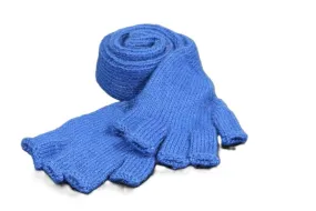 Hand knitted Alpaca Long Fingerless Gloves - cobalt