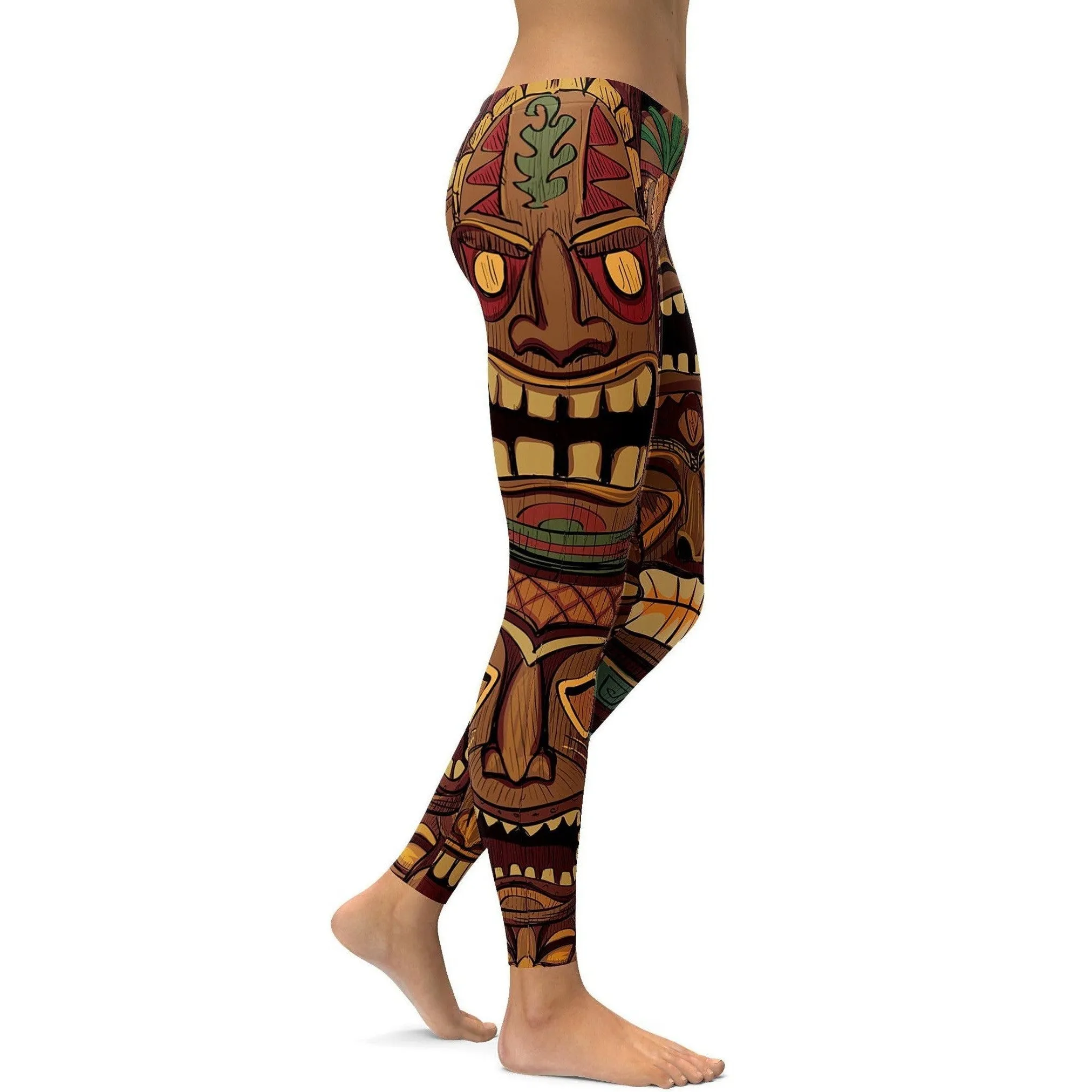 Hawaiian Tiki Masks Leggings