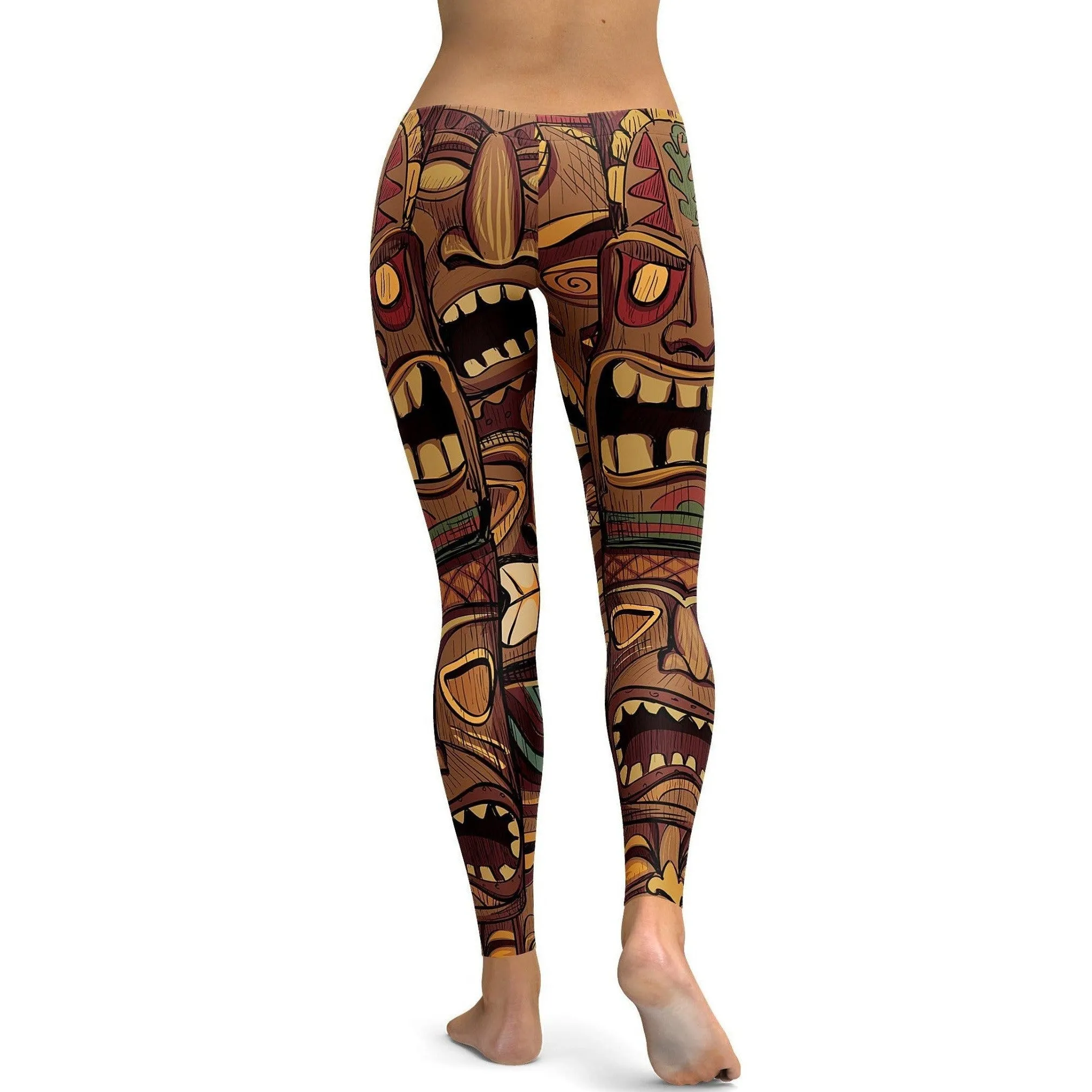 Hawaiian Tiki Masks Leggings