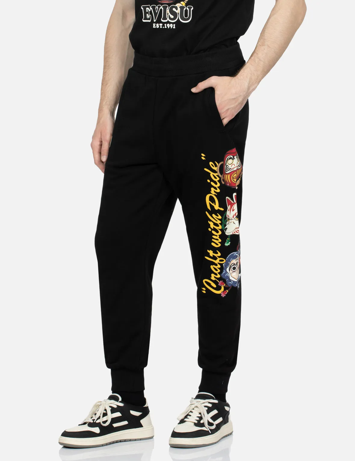 Hyottoko Festival Print Regular Fit Sweatpants