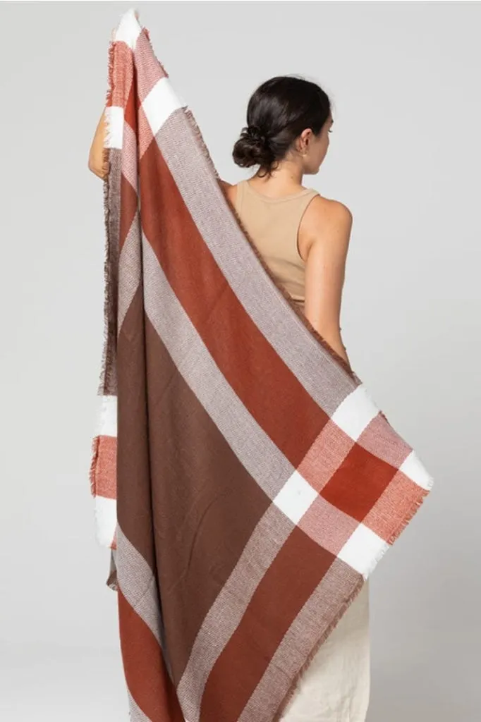 Indus Design - Square Jacquard Scarf - Brick