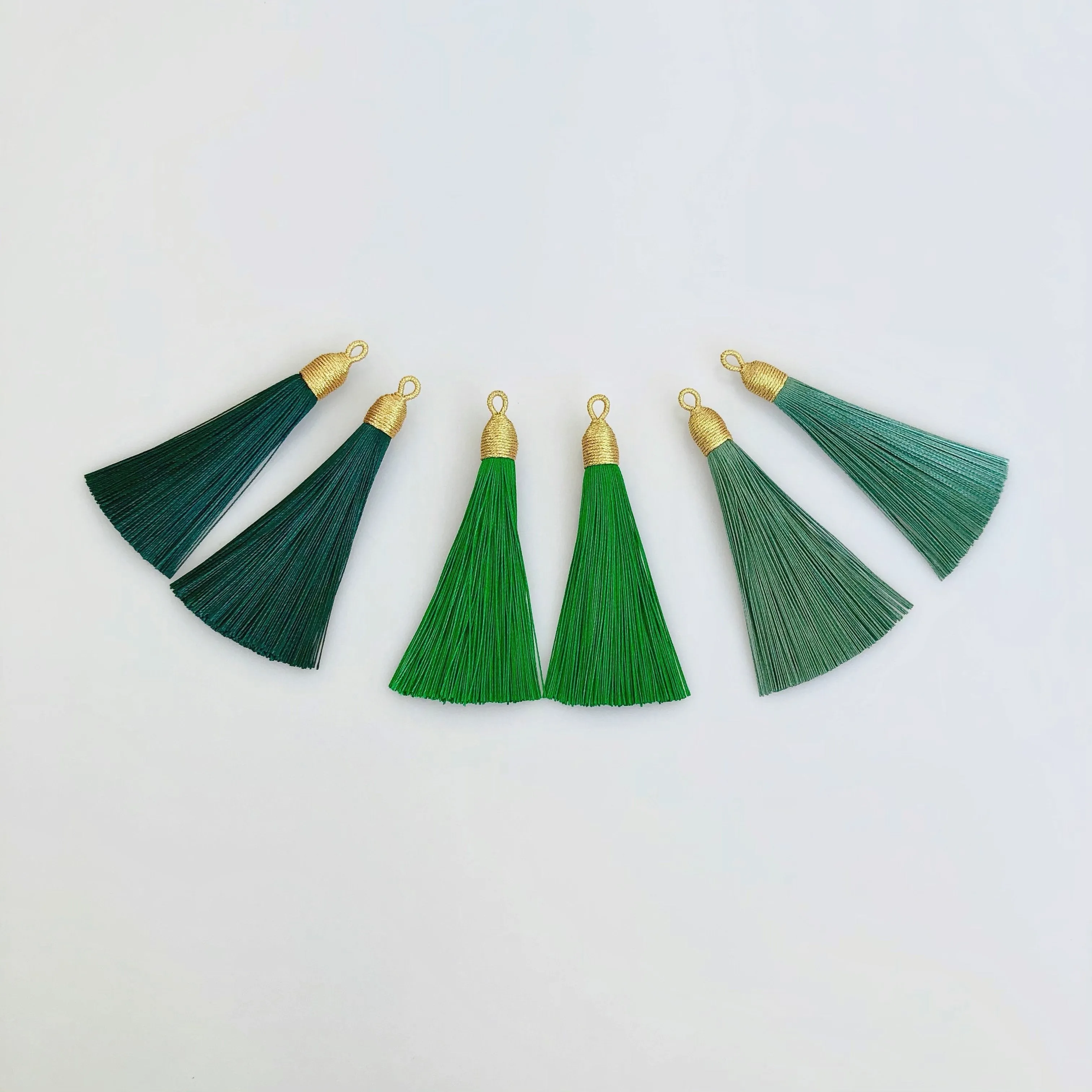 Large Baroque Pearl Deep Green Silk Tassel Earrings