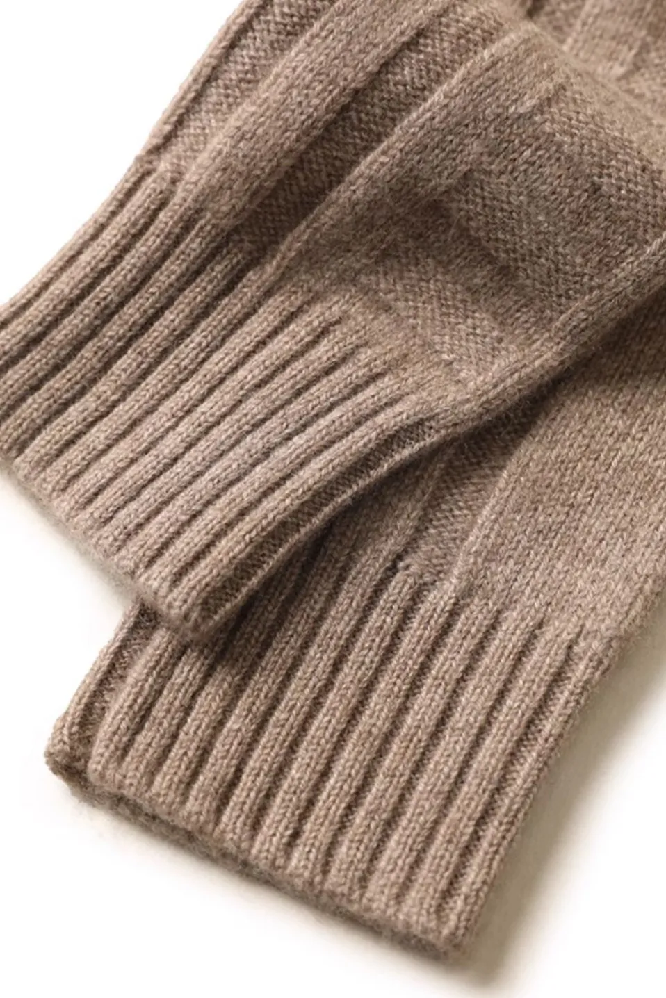 Long-cuff 100 Cashmere Knit Fingerless Gloves