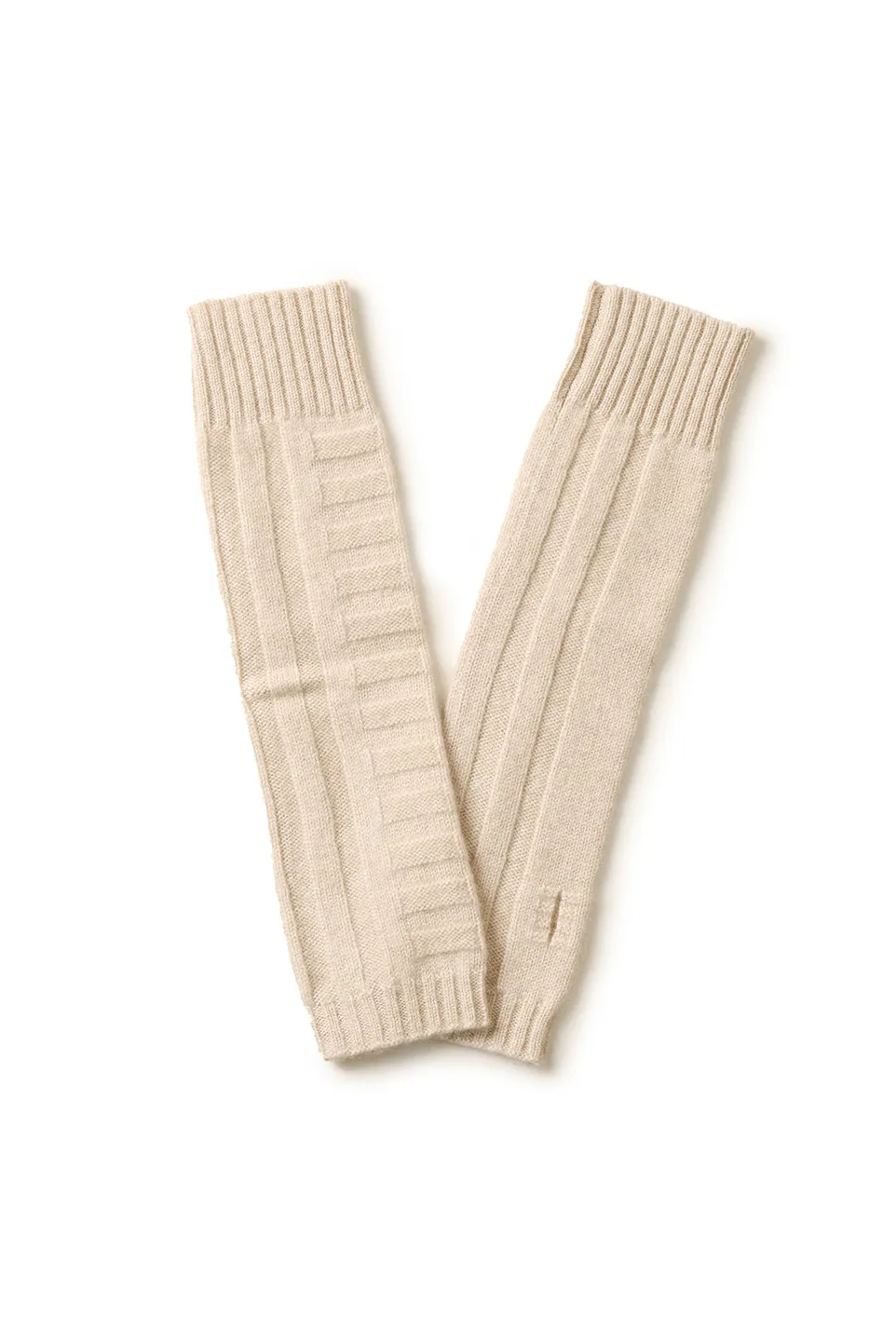 Long-cuff 100 Cashmere Knit Fingerless Gloves