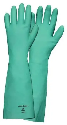 MCR SAFETY - Nitri-Chem Unlined Nitrile Glove, Green