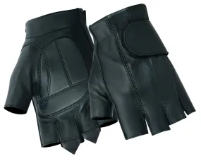 Men's Tough Deer Skin Fingerless Gloves with Gel Palm (Black)