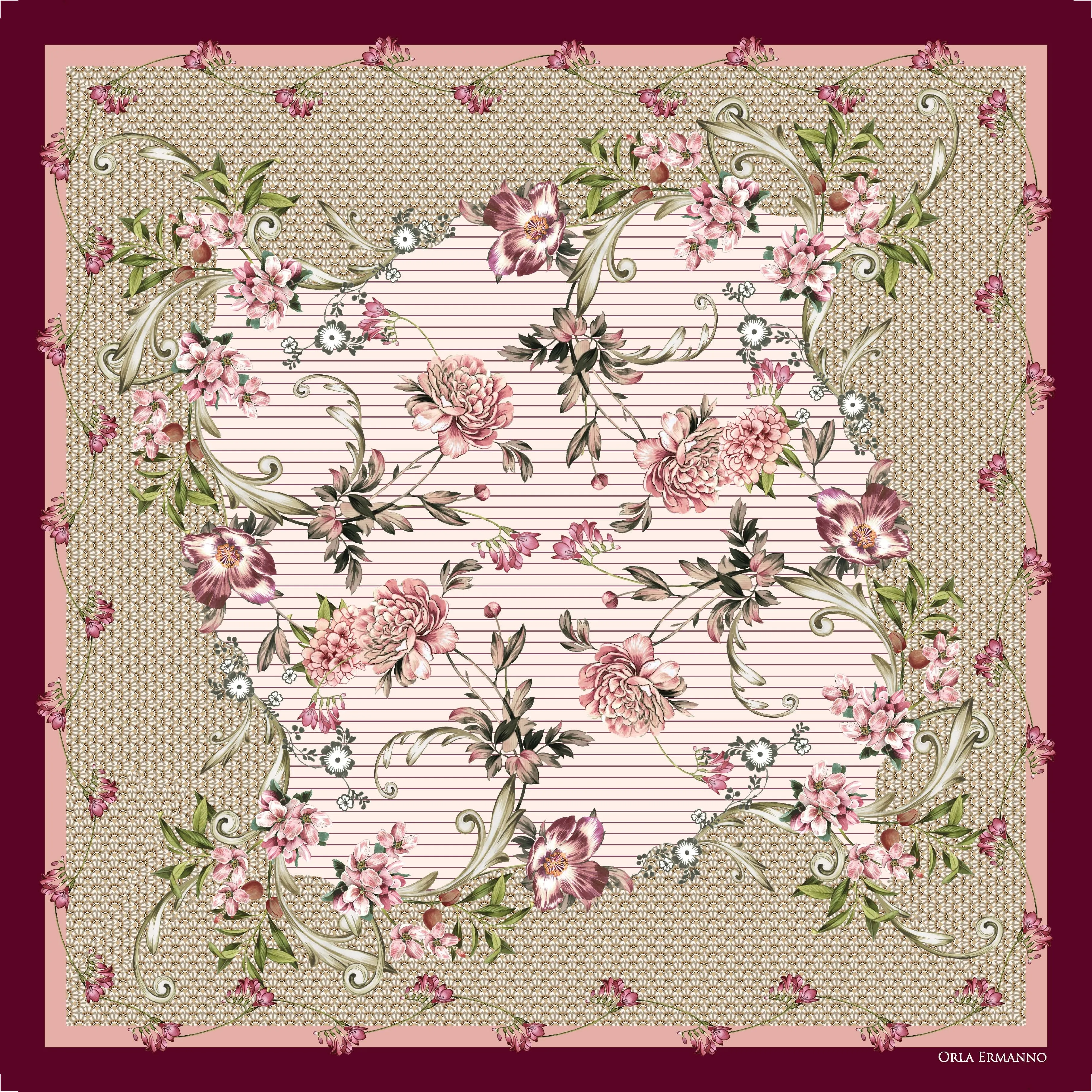 Orla Ermanno Linea Floreale Pink OE346-1 90cm