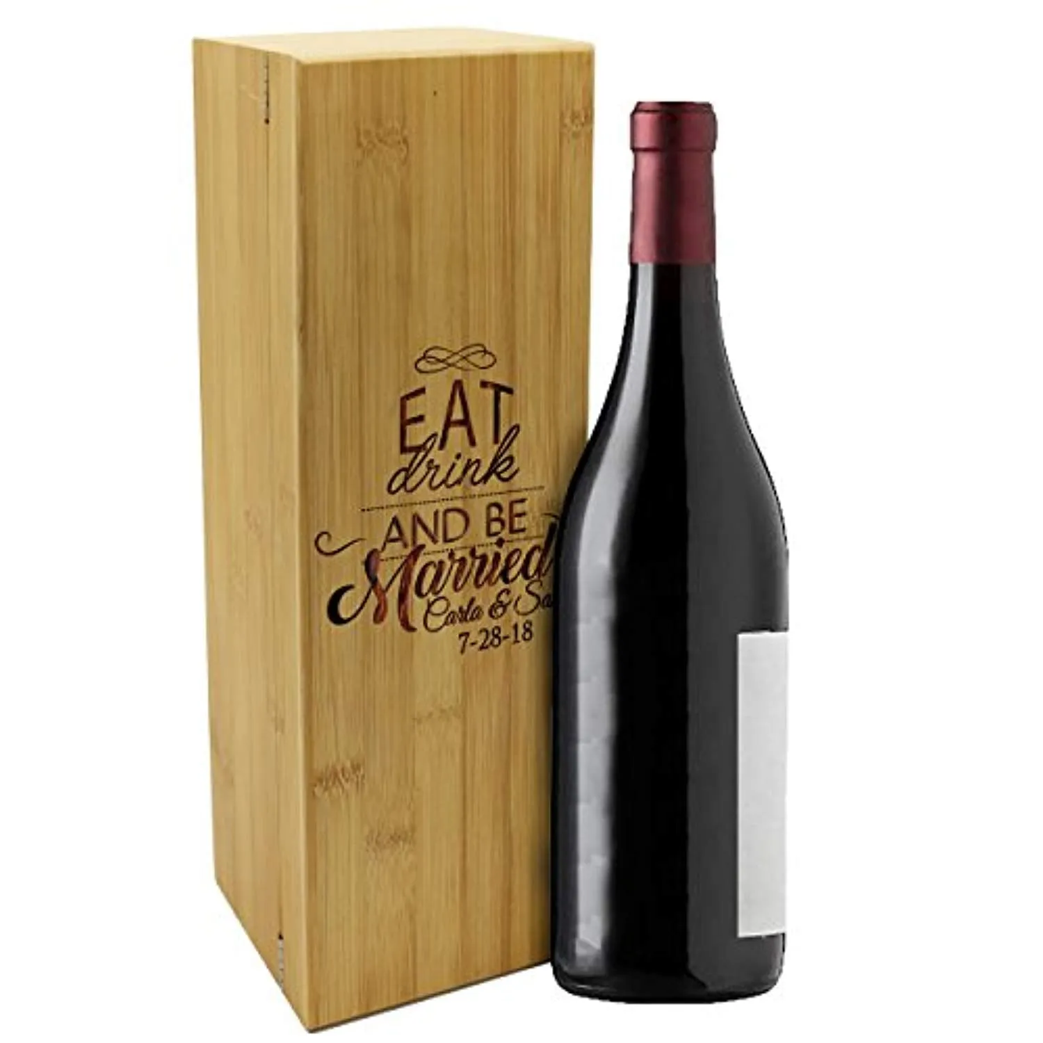 Personalized Wood Wine Box - Anniversary Ceremony Couples Wedding Wine Gift Box Holder