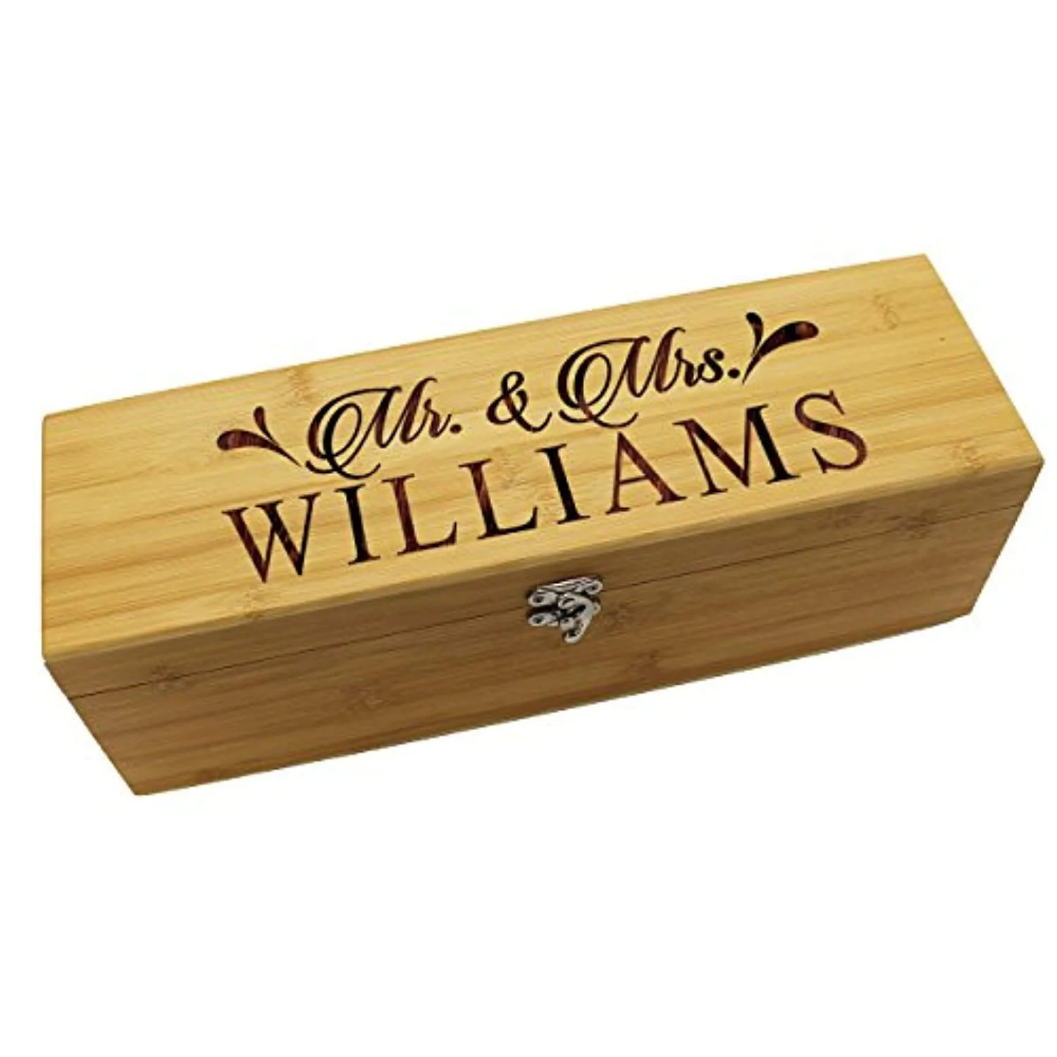 Personalized Wood Wine Box - Anniversary Ceremony Couples Wedding Wine Gift Box Holder