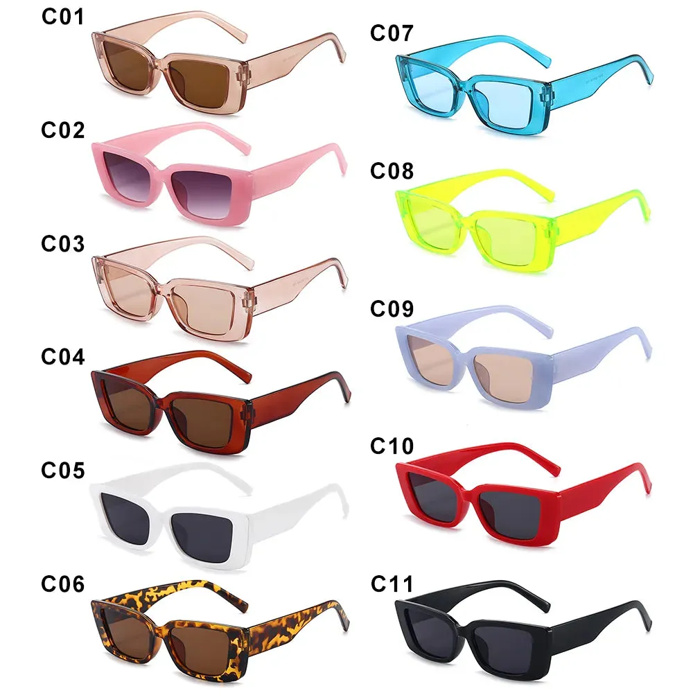 Rectangle Sunglasses for Women Retro Driving Glasses 90s Vintage Fashion Narrow Square Frame UV400 Protection Sunglasses