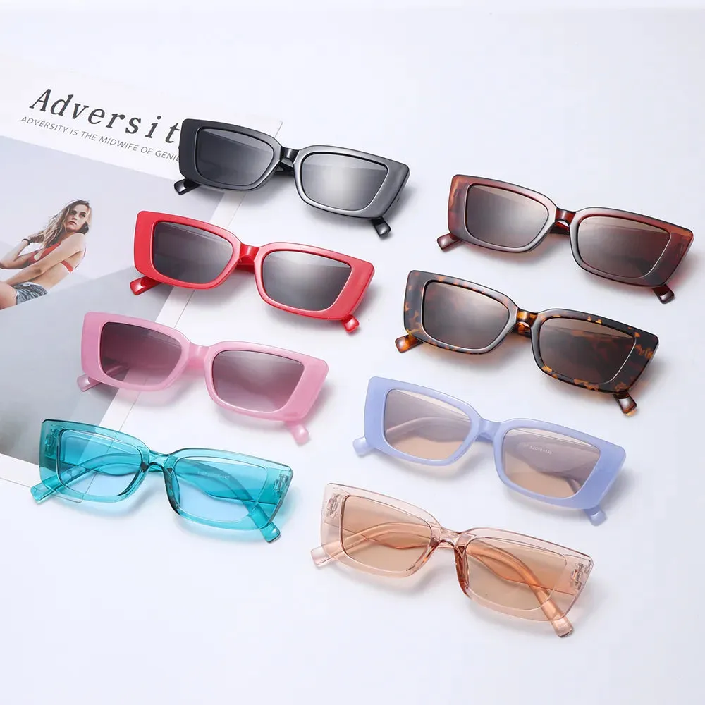 Rectangle Sunglasses for Women Retro Driving Glasses 90s Vintage Fashion Narrow Square Frame UV400 Protection Sunglasses