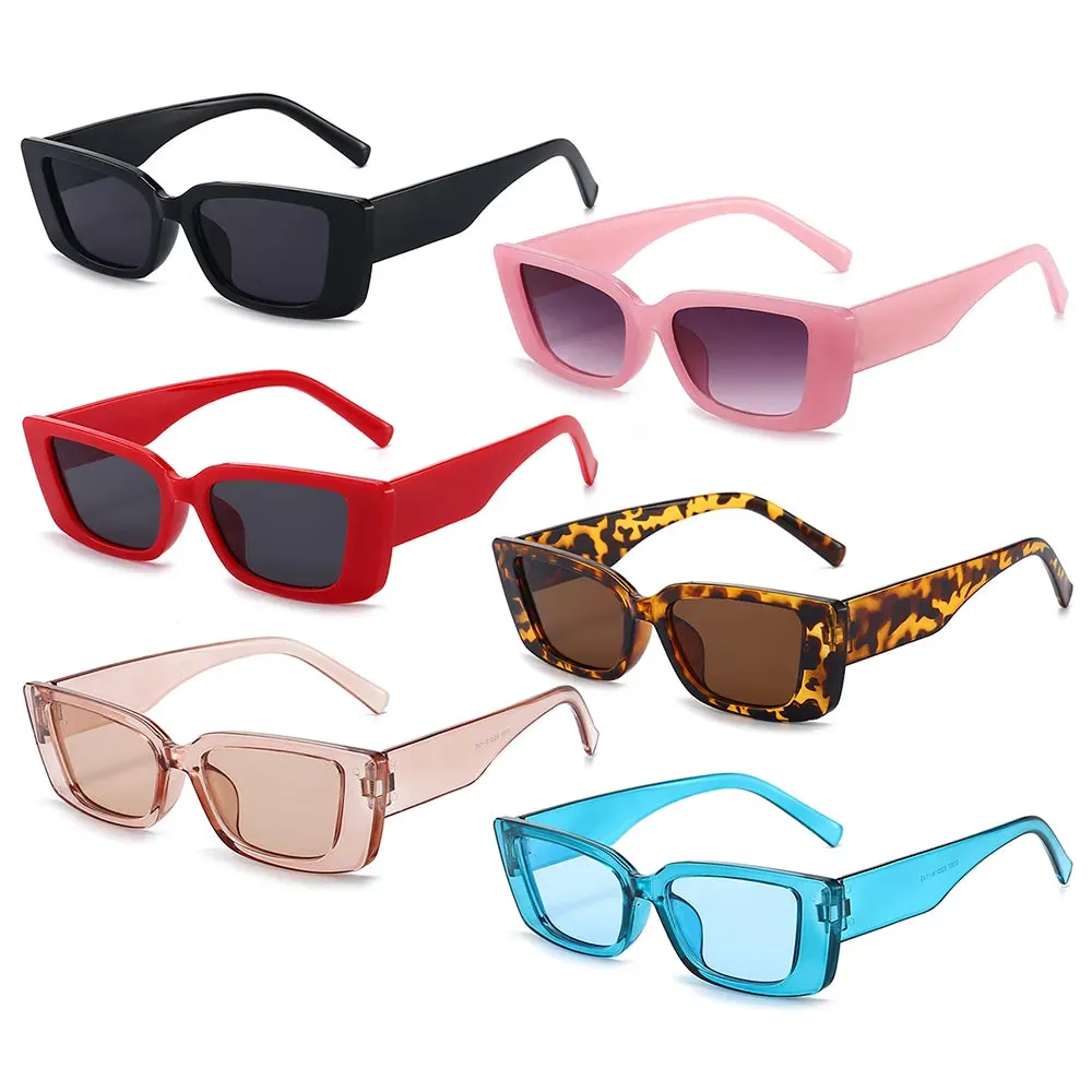 Rectangle Sunglasses for Women Retro Driving Glasses 90s Vintage Fashion Narrow Square Frame UV400 Protection Sunglasses