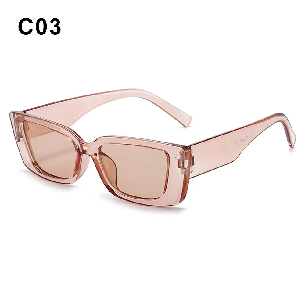 Rectangle Sunglasses for Women Retro Driving Glasses 90s Vintage Fashion Narrow Square Frame UV400 Protection Sunglasses