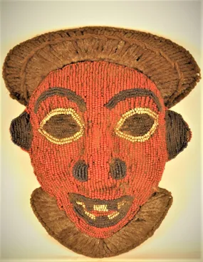 Red White and Blue Bamileke Beaded Mask