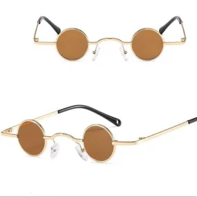 Retro Golden Brown Round Sunglasses