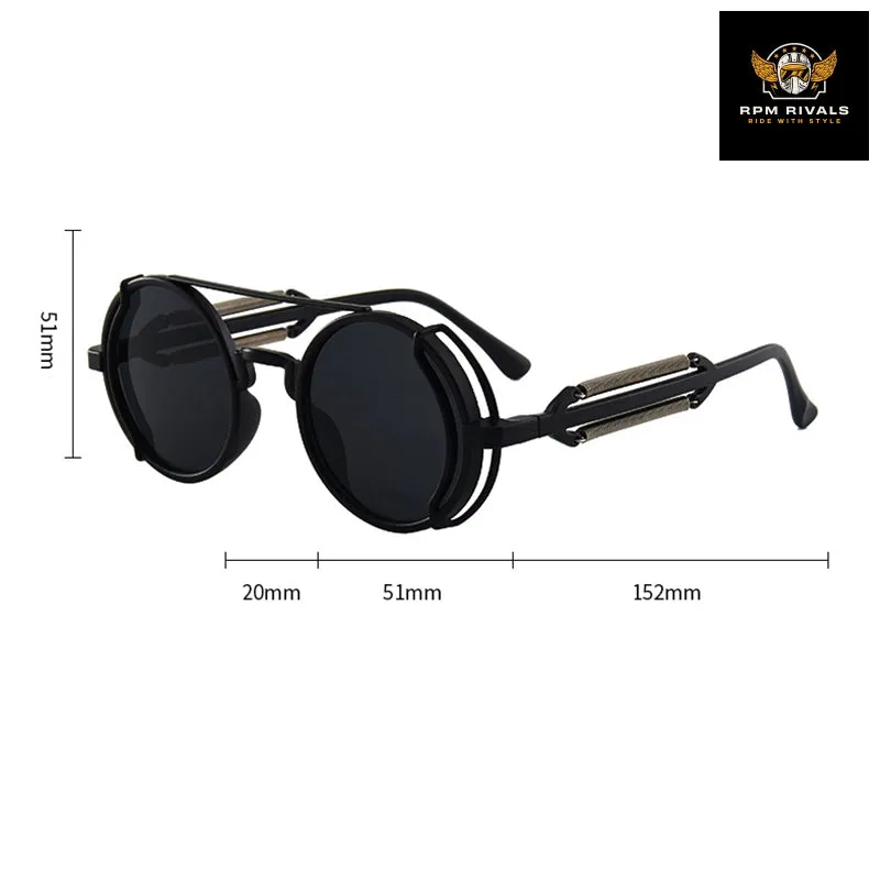 Retro Steampunk Style Fashion Round Metal Frame Sunglasses Women Men Classic Punk Sun Eyewear Automobile Motorcycle Accessories