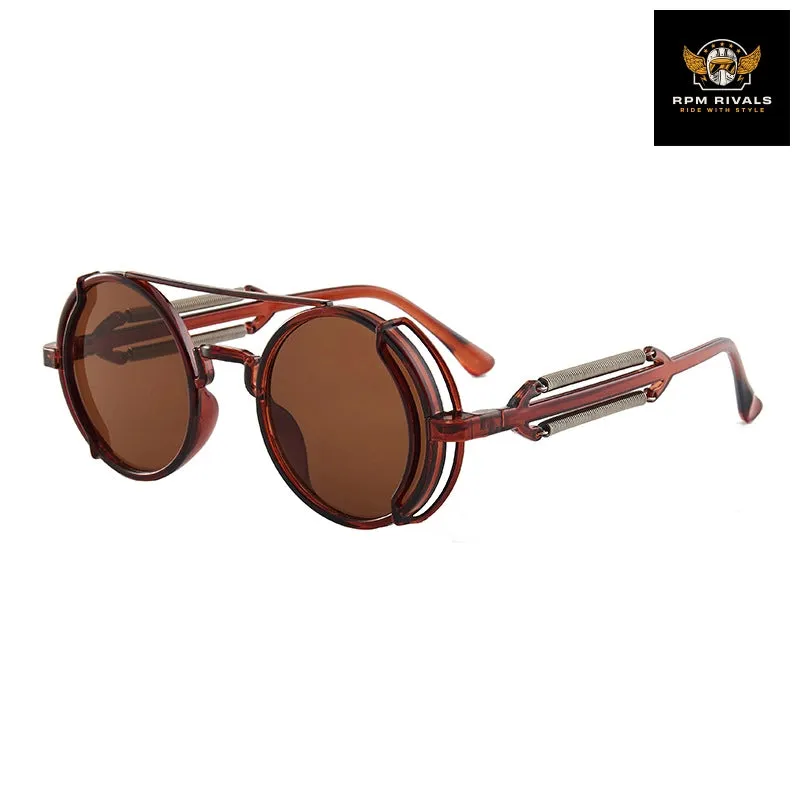 Retro Steampunk Style Fashion Round Metal Frame Sunglasses Women Men Classic Punk Sun Eyewear Automobile Motorcycle Accessories