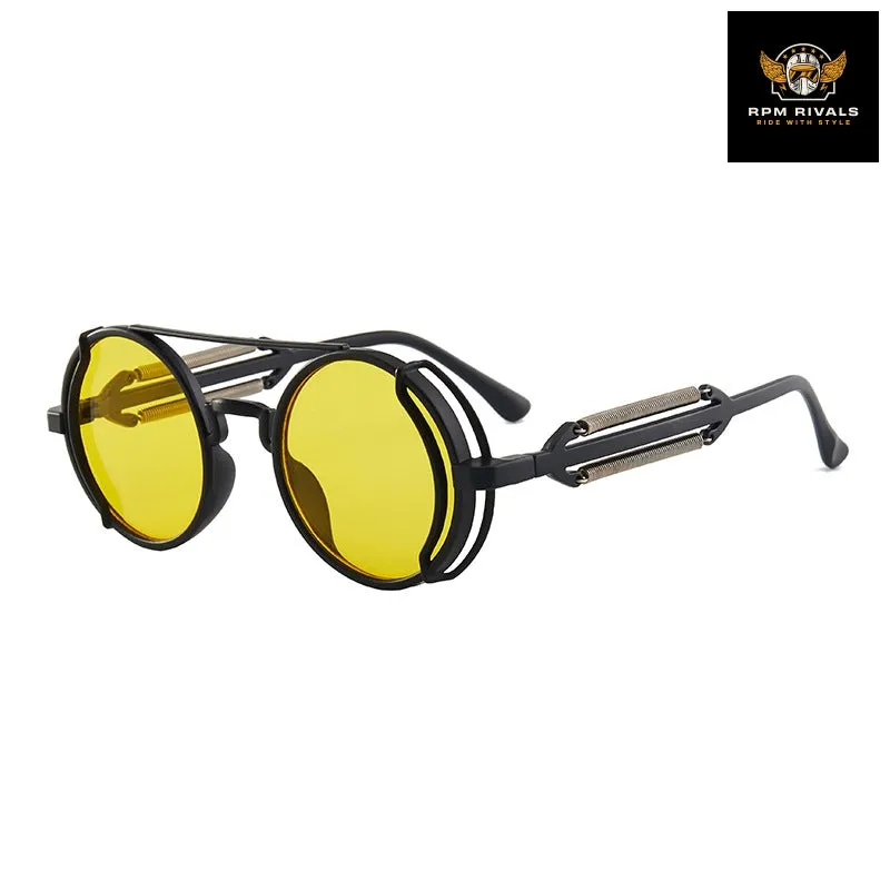 Retro Steampunk Style Fashion Round Metal Frame Sunglasses Women Men Classic Punk Sun Eyewear Automobile Motorcycle Accessories