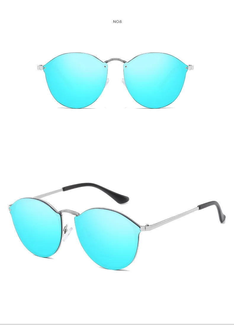 Round Sunglasses CatEye Retro Rimless Mirror Sun Glasses