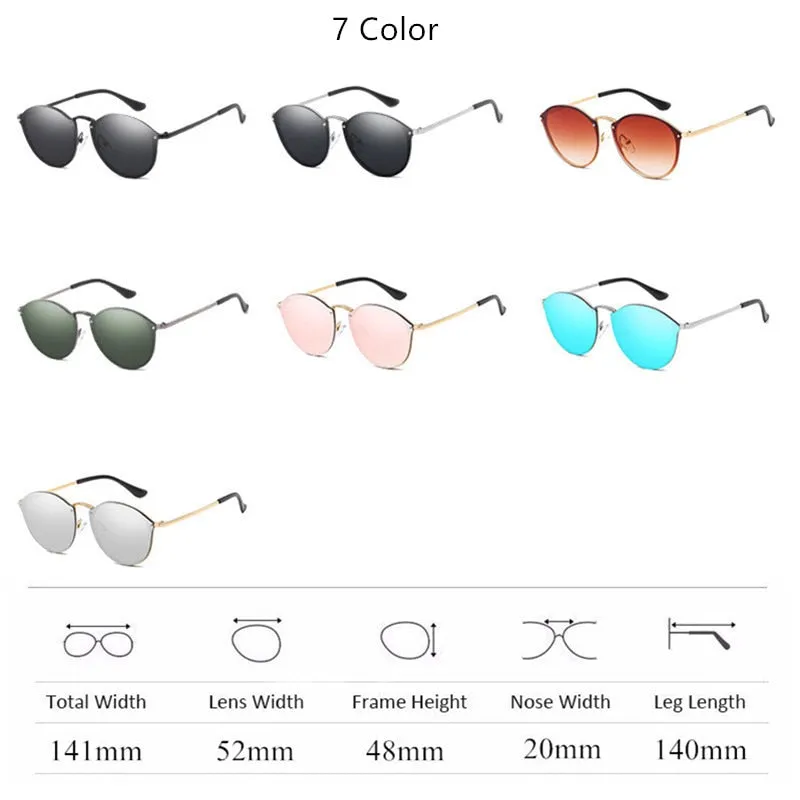 Round Sunglasses CatEye Retro Rimless Mirror Sun Glasses