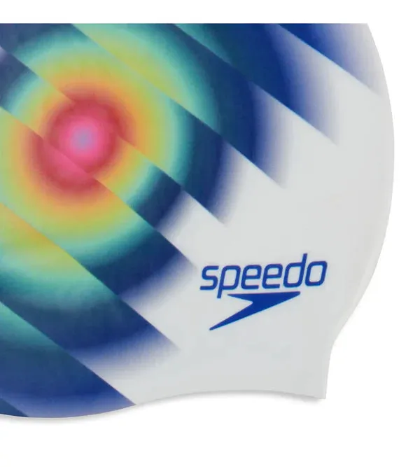 Speedo Unisex Adult Digital Printed Swim Cap (White/ Blue)