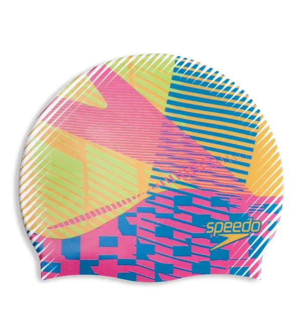 Speedo Unisex Adult Digital Printed Swim Cap (Yellow/ Pink)