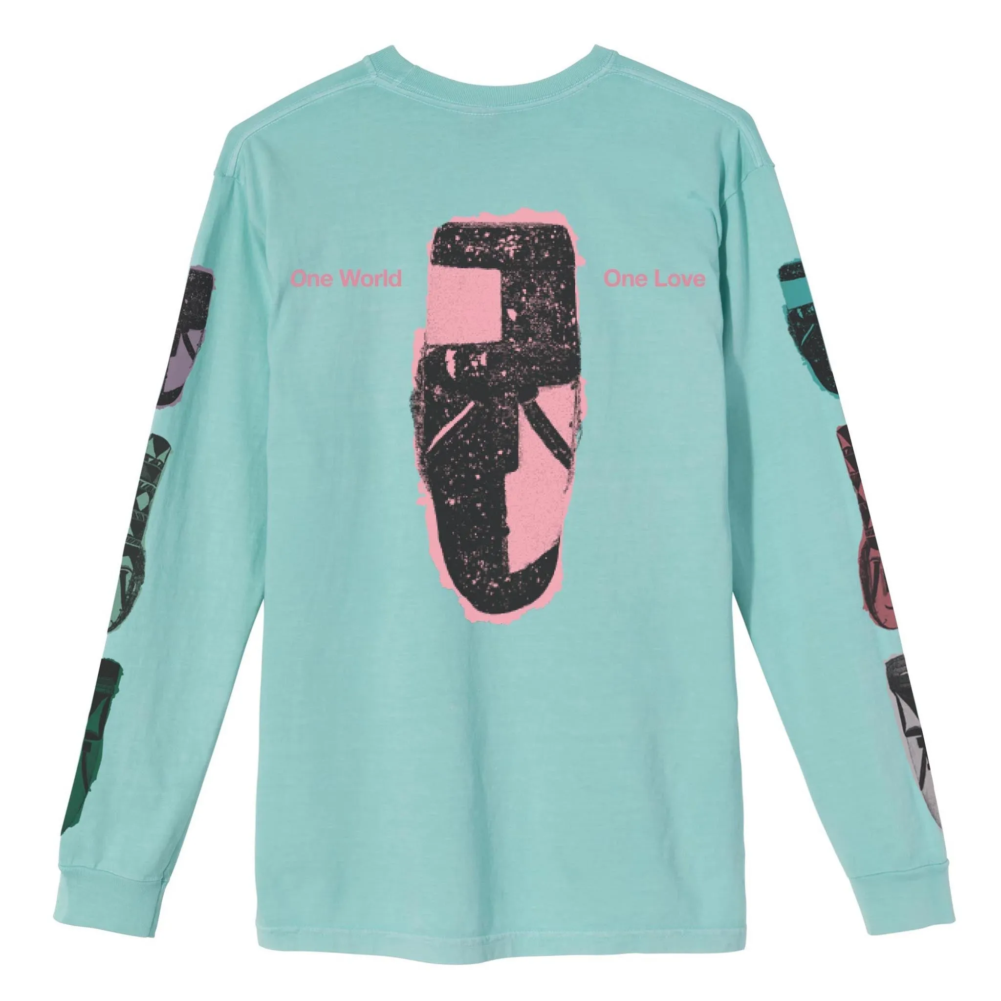 Stussy Autumn Masks Long Sleeve Tee Aqua