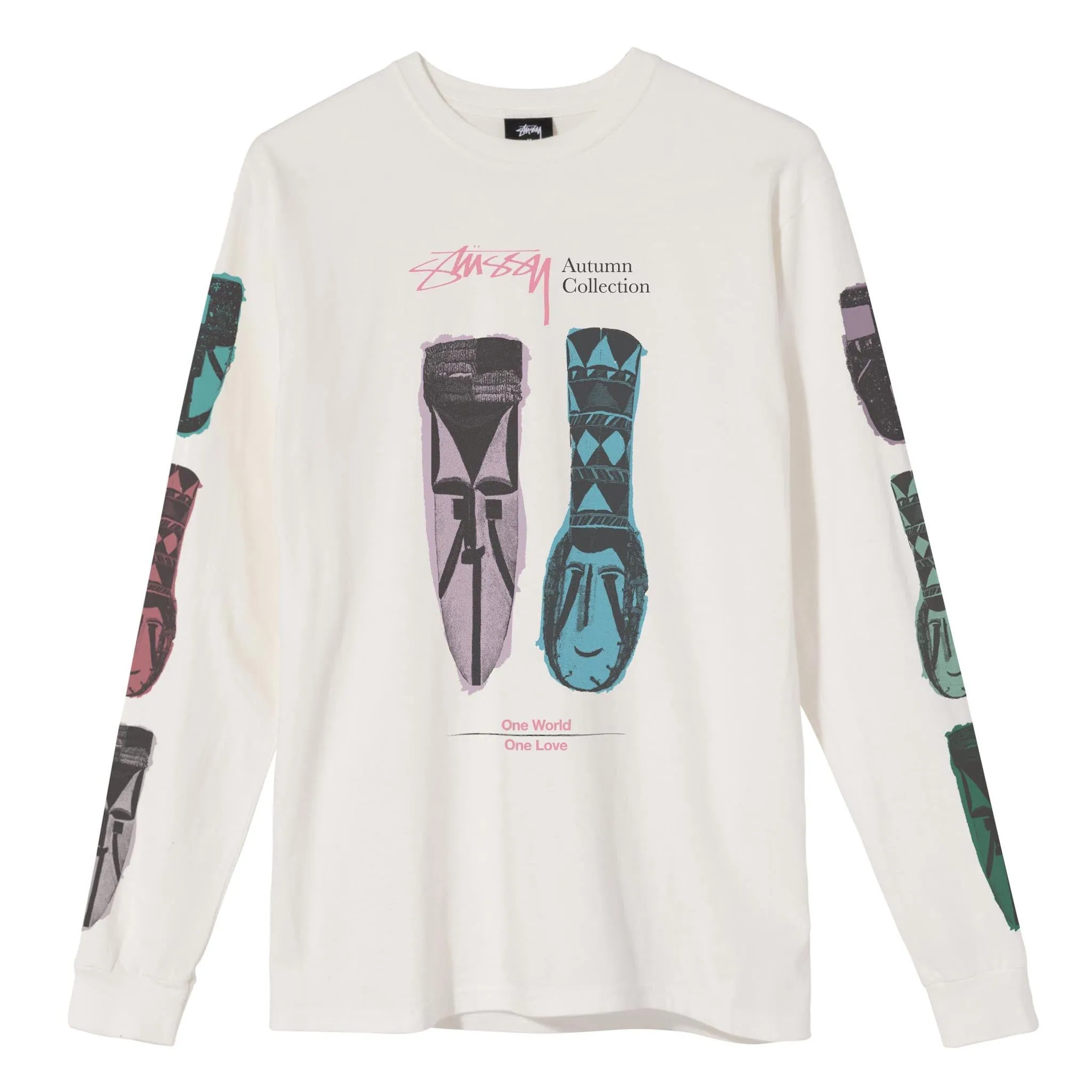 Stussy Autumn Masks Long Sleeve Tee Natural