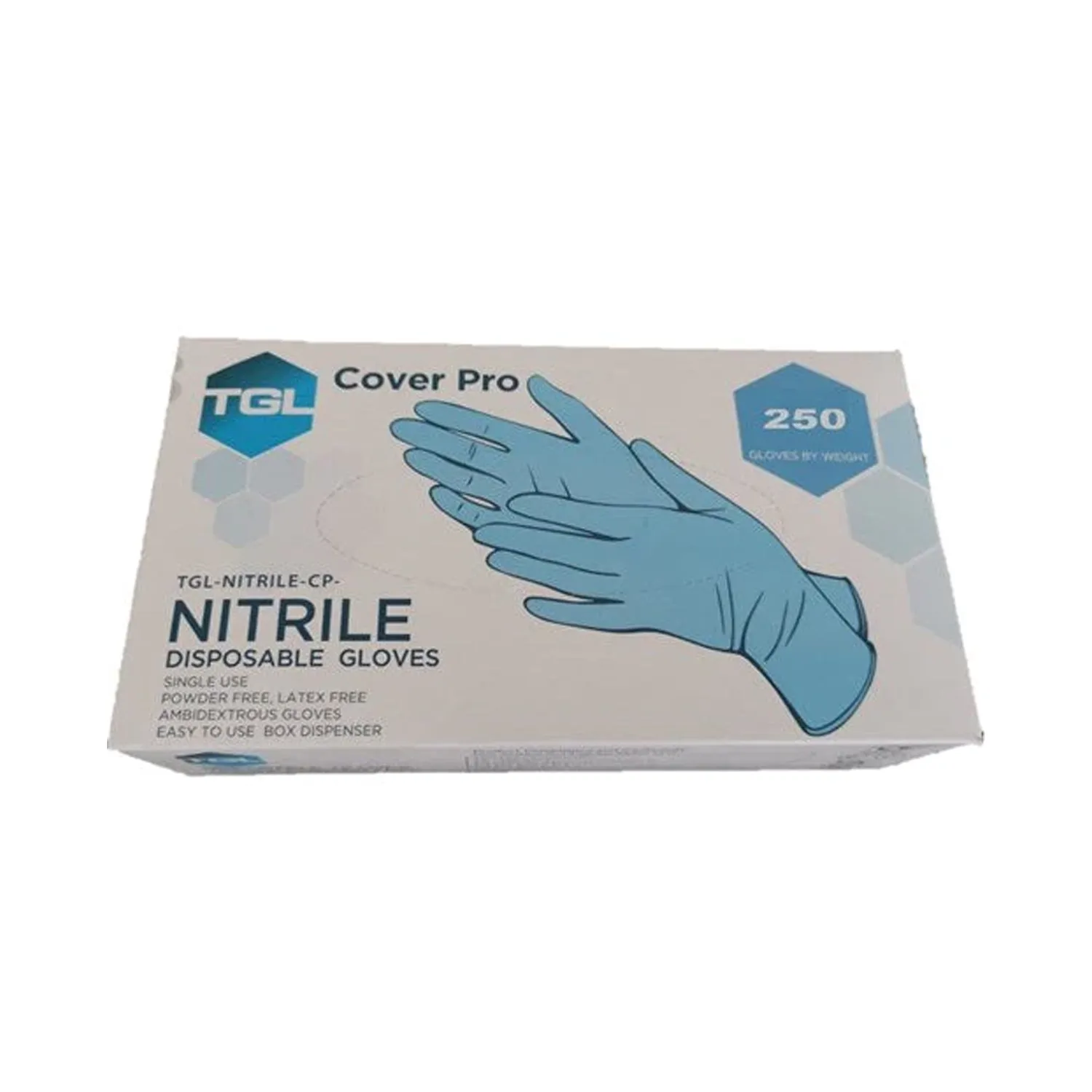 TGL Cover Pro Blue Nitrile Gloves Large Box 250