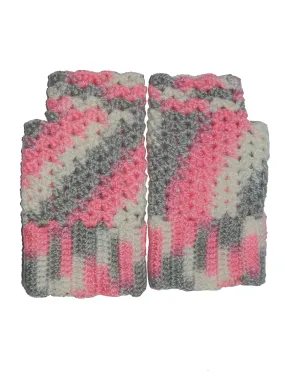 Unique and Beautiful Woollen Leaf Design Multicolour Handmade Fingerless Gloves