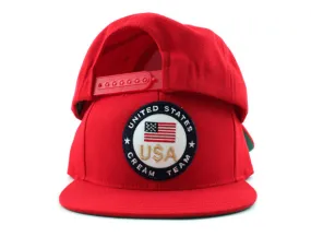 United States CREAM TEAM Snapback Hats (RED Green Under Brim)